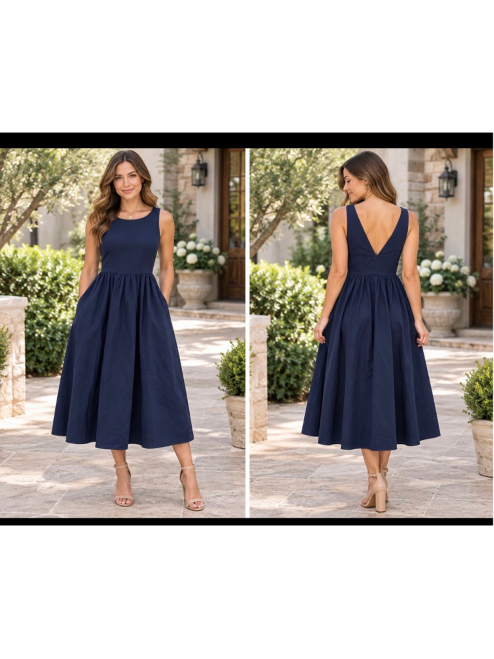 Women's J.Crew Navy Midi Dress Size 4